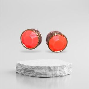 Solid Stud Earrings Women's Orange/Gold